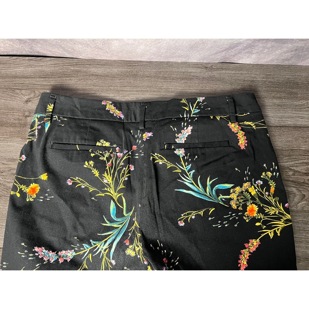 Worthington Black Floral Ankle Pants Modern Fit Stretch Women's Size 8 Cotton - Picture 6 of 8